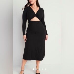 Old Navy twisted front jersey knit midi dress black‎ minimalist sz 3X